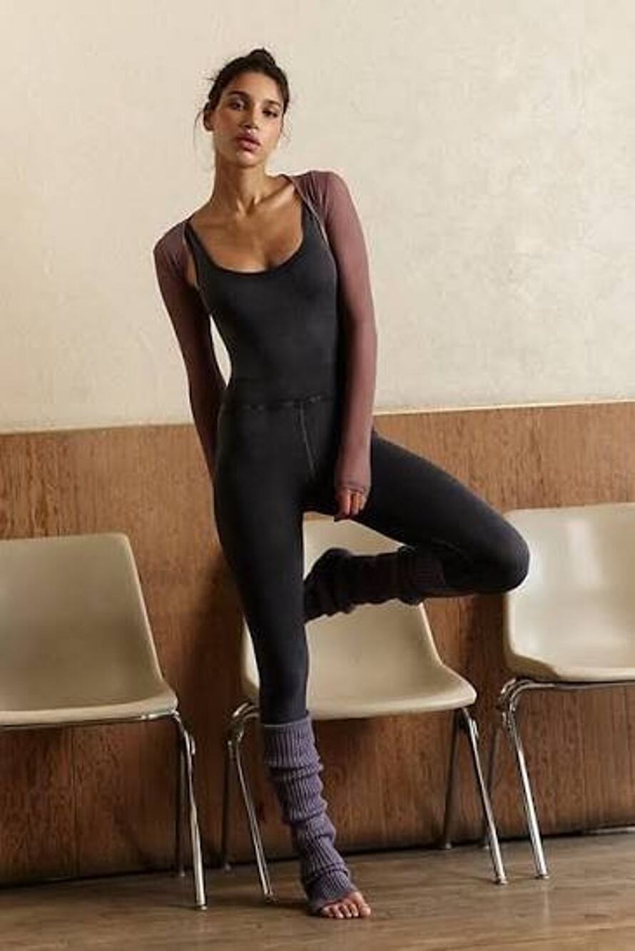 Free People Fp Movement Good Karma jumpsuit in black wash XS